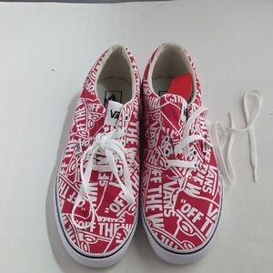Vans  White and Red Logo Sneakers Size 10.5